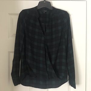 The Limited Green/Blue Plaid Pullover Blouse